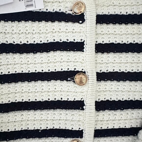 NWT House of Harlow 1960 Ivory Navy Stripe Cardigan Sweater Size L - Picture 3 of 4